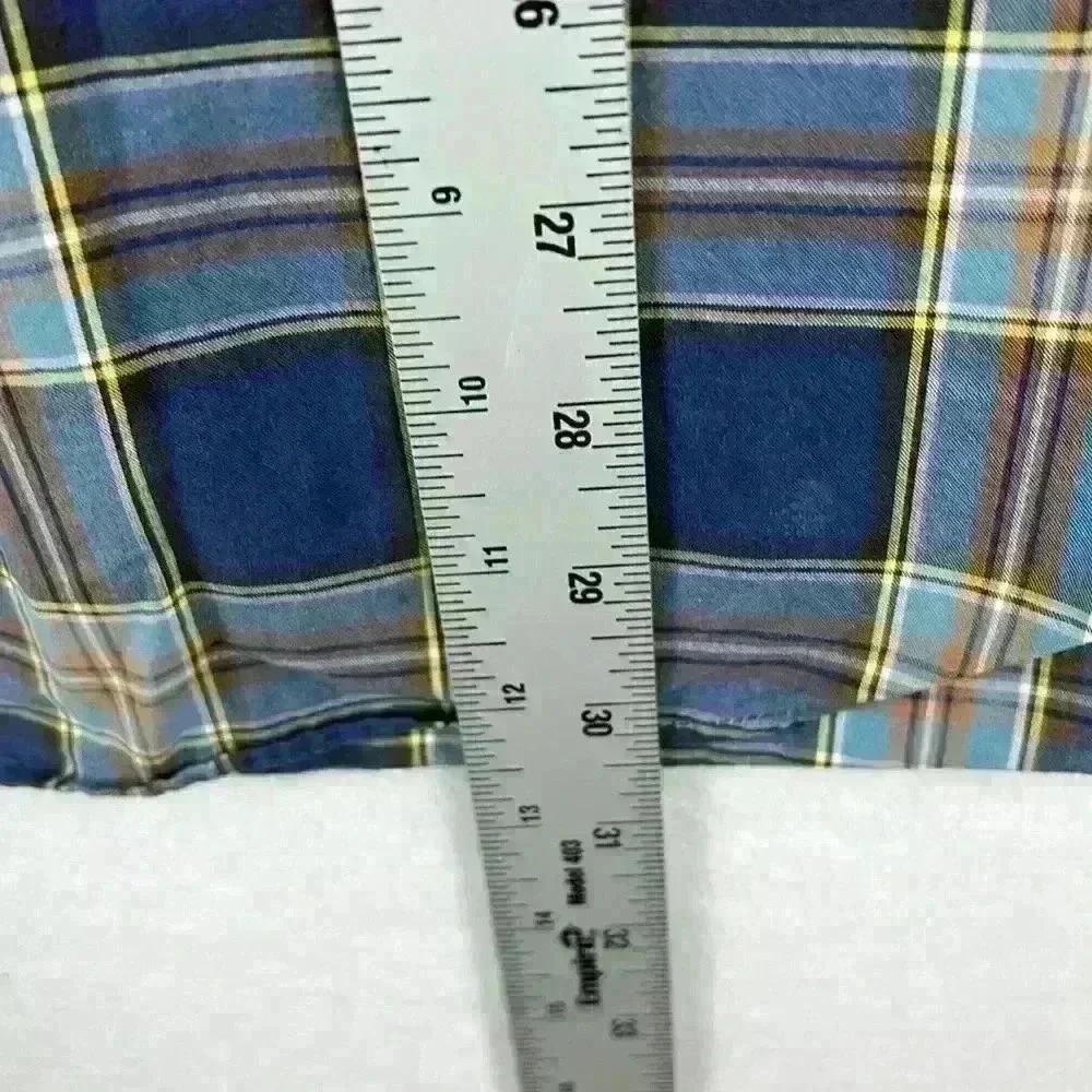 J. Crew Men’s Button-Down Shirt Sz Large Blue/Tan Plaid 100% Cotton